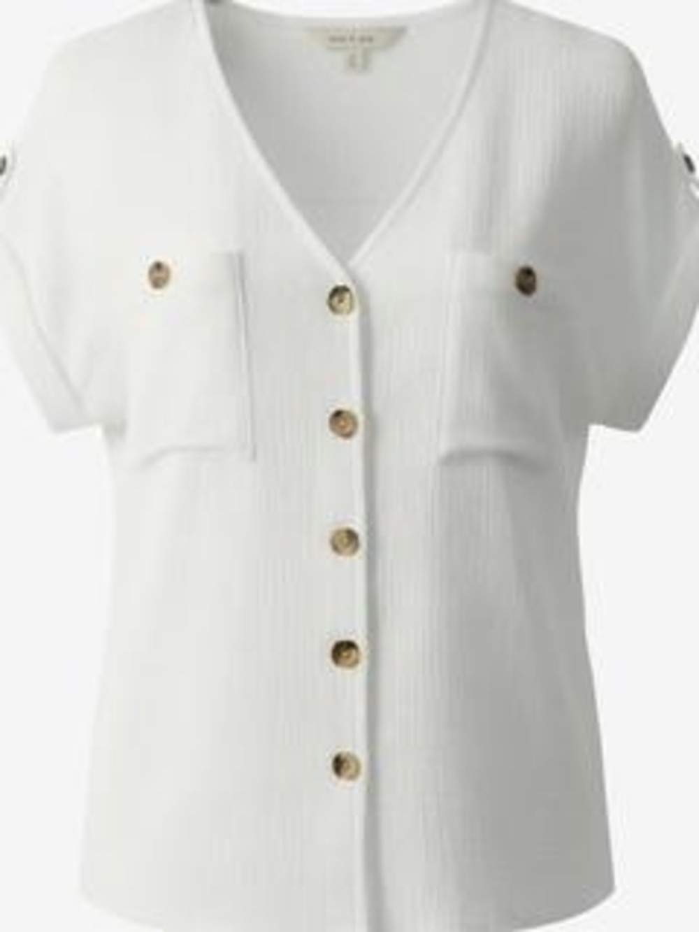 Flower & Feather Button-Down Top 2XL White